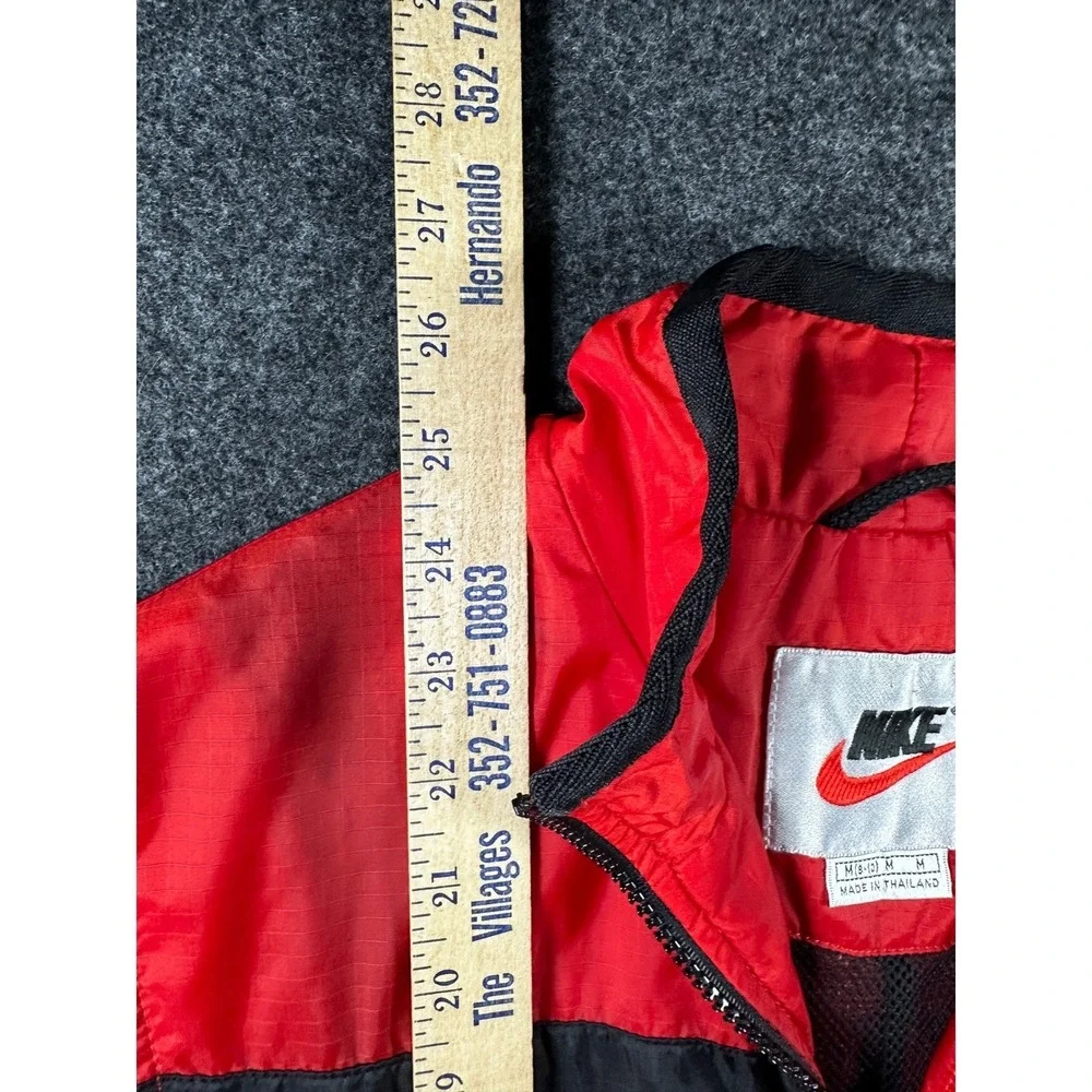 Vintage Nike Windbreaker Vest Red Black Ripstop Mesh Lined Full‎ Zip Mens Medium